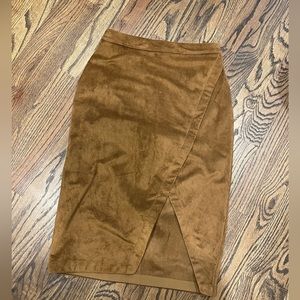 XS Petite Abercrombie Brown/Tan Suede Skirt
